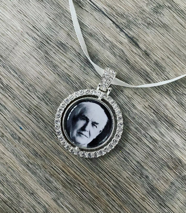 Double Sided Diamante Wedding Bouquet Memory Photo Charm | Wedding Bouquet Memorial Charm | Button Hole Bride - Remembering Loved Ones