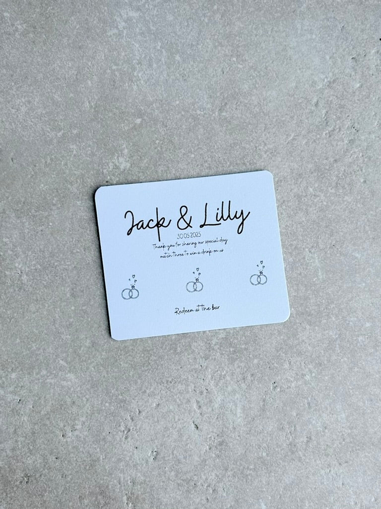 Personalised Wedding Favours For Guests, Scratch Card, Custom, Drink Token, Scratchcards