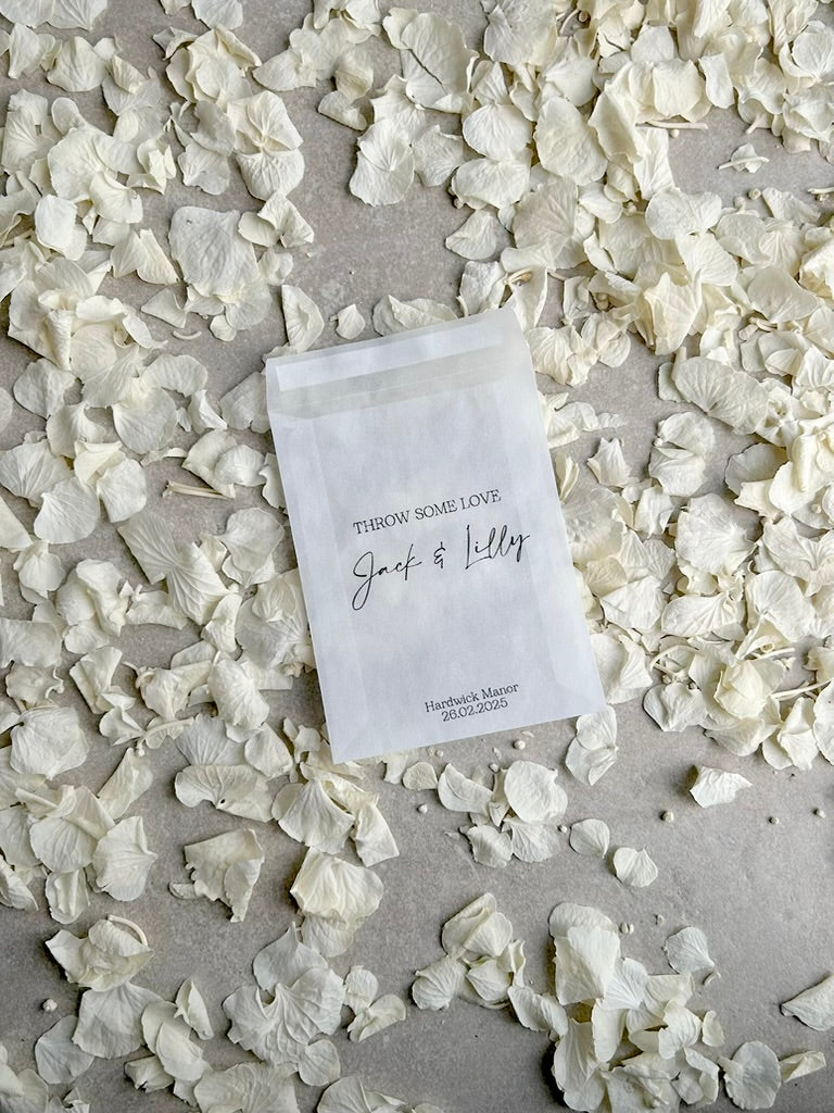 Any Design Personalised Biodegradable Wedding Confetti Bags Happy Tears Confetti Packs | Throw Some Love | Tissue Packets