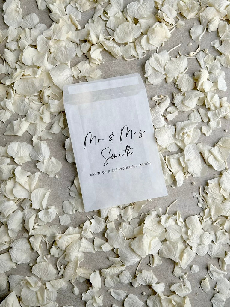 Any Design Personalised Biodegradable Wedding Confetti Bags Happy Tears Confetti Packs | Throw Some Love | Tissue Packets