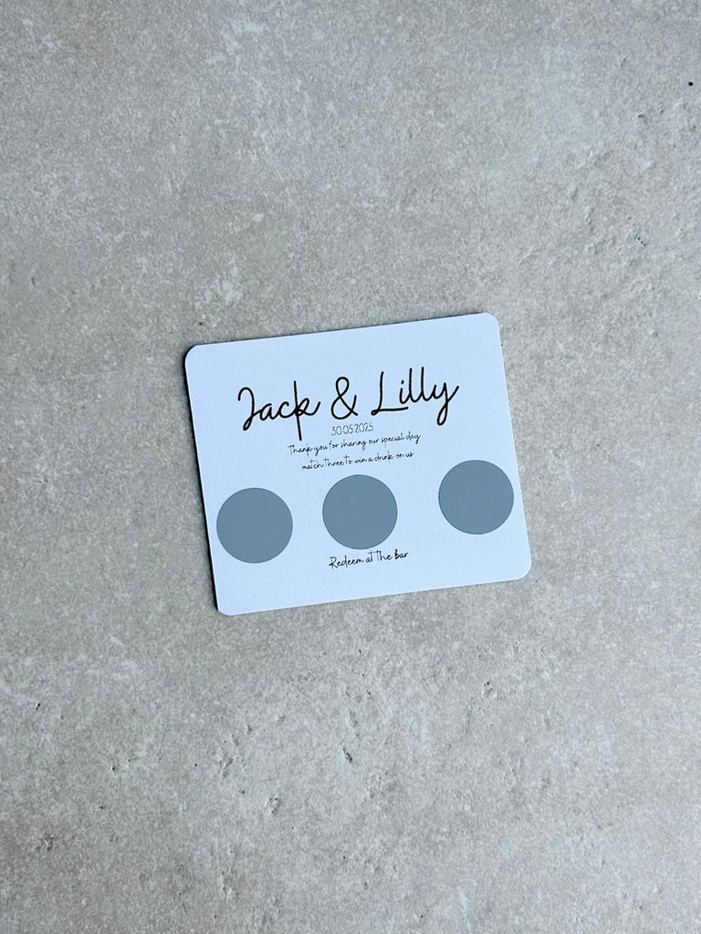 Personalised Wedding Favours For Guests, Scratch Card, Custom, Drink Token, Scratchcards