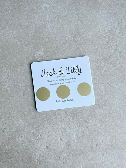 Personalised Wedding Favours For Guests, Scratch Card, Custom, Drink Token, Scratchcards