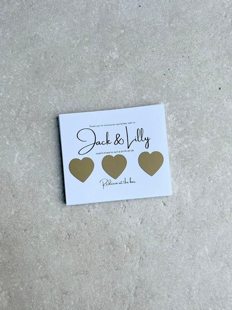 Personalised Wedding Favours For Guests, Scratch Card, Custom, Drink Token, Scratchcards