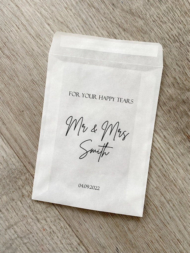 Any Design Personalised Biodegradable Wedding Confetti Bags Happy Tears Confetti Packs | Throw Some Love | Tissue Packets