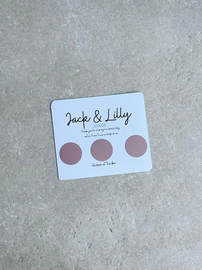 Personalised Wedding Favours For Guests, Scratch Card, Custom, Drink Token, Scratchcards