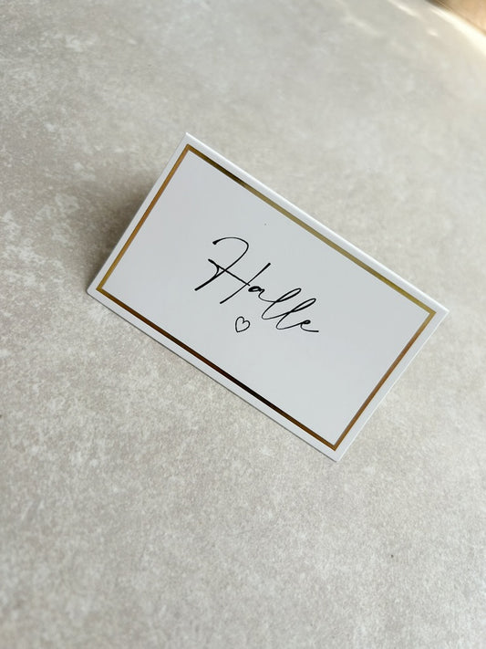 Personalised Wedding Place Cards – Gold Border