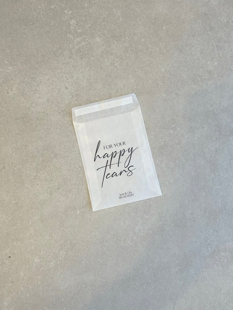 Personalized Wedding Tissue Packets for Guests | Happy Tears Favors, Custom Wedding Tissues for Happy Tears