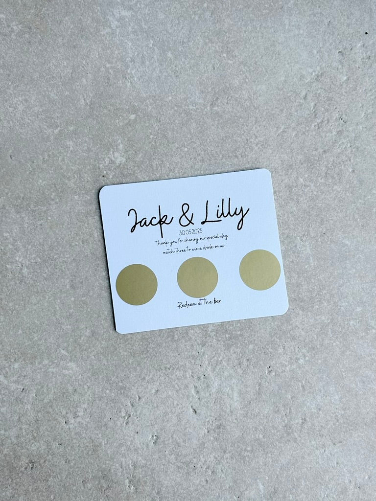 Personalised Wedding Favours For Guests, Scratch Card, Custom, Drink Token, Scratchcards
