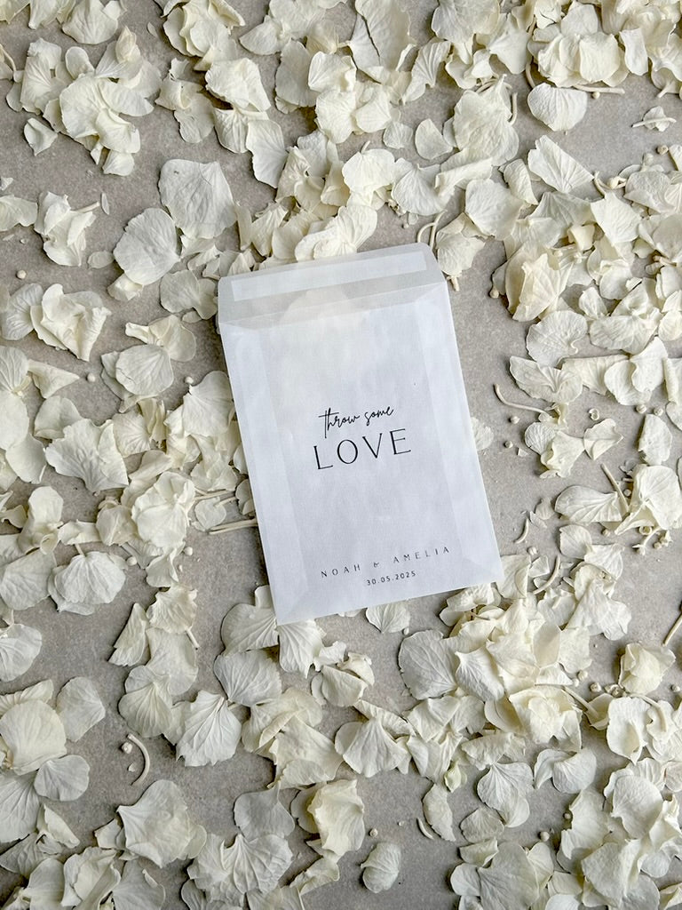 Any Design Personalised Biodegradable Wedding Confetti Bags Happy Tears Confetti Packs | Throw Some Love | Tissue Packets