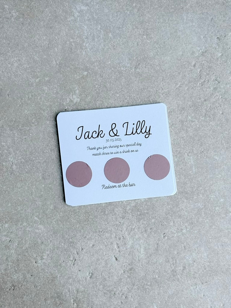 Personalised Wedding Favours For Guests, Scratch Card, Custom, Drink Token, Scratchcards