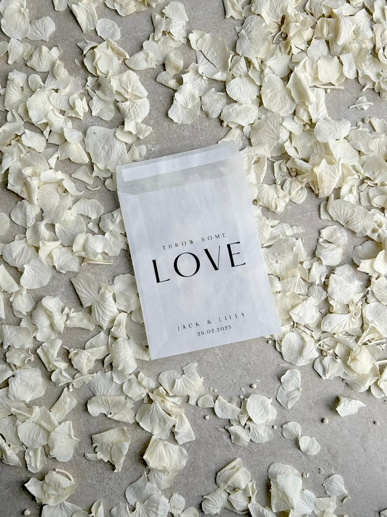 Any Design Personalised Biodegradable Wedding Confetti Bags Happy Tears Confetti Packs | Throw Some Love | Tissue Packets