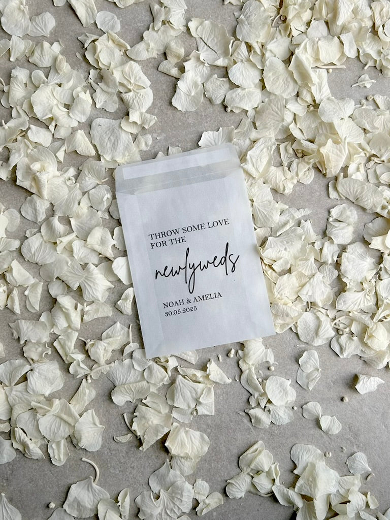 Any Design Personalised Biodegradable Wedding Confetti Bags Happy Tears Confetti Packs | Throw Some Love | Tissue Packets