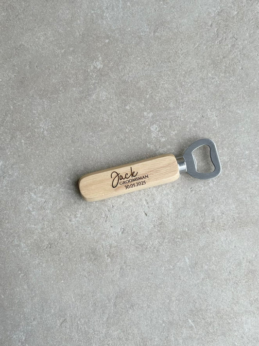 Personalised Bottle Opener Your Text Here 1 Wooden Bottle Opener Laser Engraved UK Fathers Day, Birthday