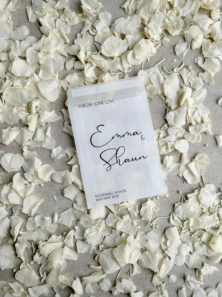 Any Design Personalised Biodegradable Wedding Confetti Bags Happy Tears Confetti Packs | Throw Some Love | Tissue Packets