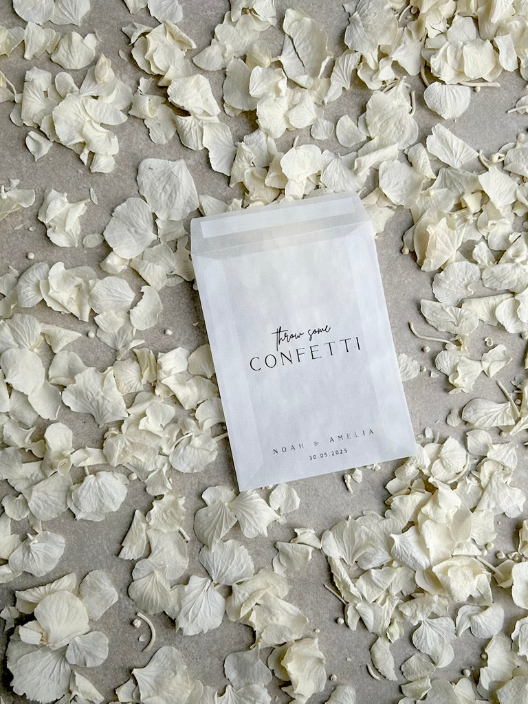 Any Design Personalised Biodegradable Wedding Confetti Bags Happy Tears Confetti Packs | Throw Some Love | Tissue Packets