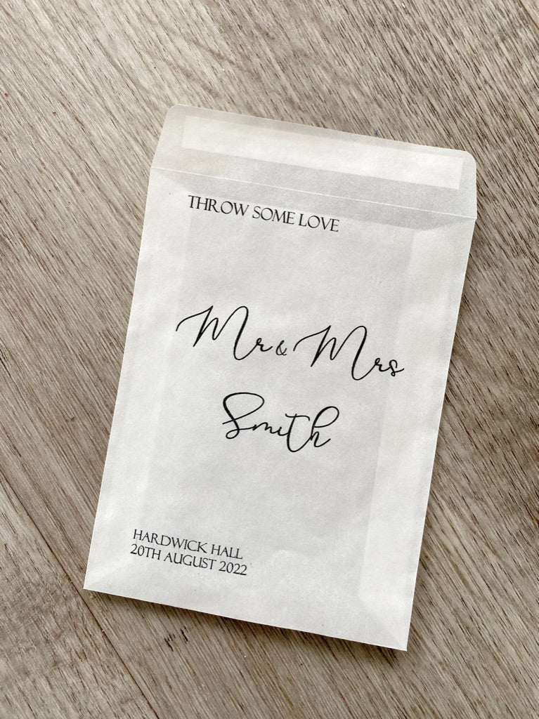 Any Design Personalised Biodegradable Wedding Confetti Bags Happy Tears Confetti Packs | Throw Some Love | Tissue Packets