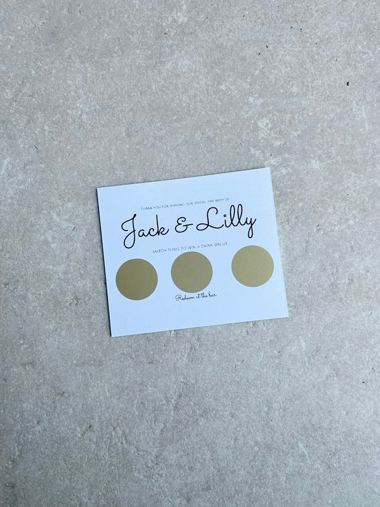 Personalised Wedding Scratch Card Favours – Design 1