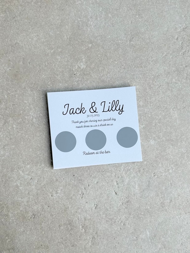 Personalised Wedding Favours For Guests, Scratch Card, Custom, Drink Token, Scratchcards