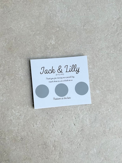 Personalised Wedding Favours For Guests, Scratch Card, Custom, Drink Token, Scratchcards