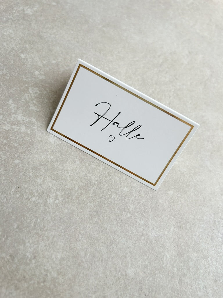 Personalised Wedding Place Cards – Gold Border