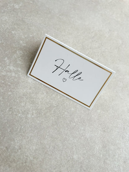 Personalised Wedding Place Cards – Gold Border
