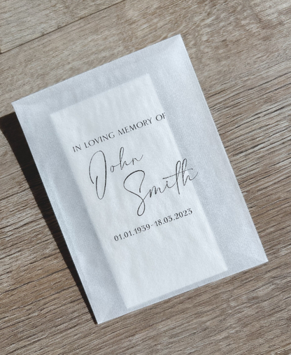 Personalised Funeral Tissue Bags – In Loving Memory