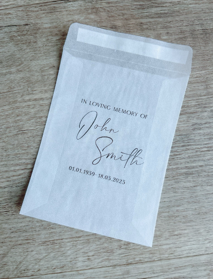 Personalised Funeral Tissue Bags – In Loving Memory