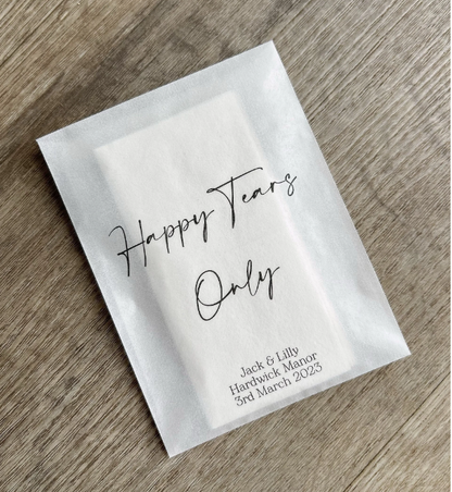 Personalised Wedding Tissue Packs – Happy Tears Design