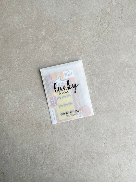 Personalised Wedding Scratch Card Favours – Lucky in Love 2