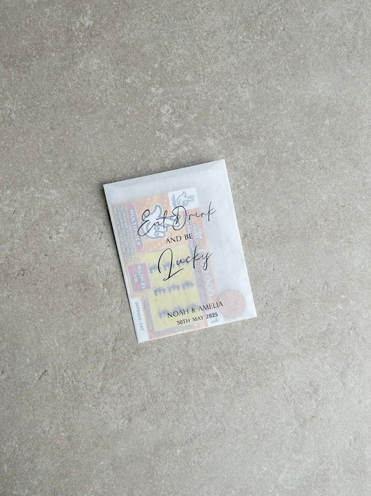 Any Design Personalised Wedding | Wedding Scratch Card Favour Packs | For Richer For Poorer | Tied the Knot | We Hope Your Get Lucky