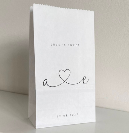 Personalised Block Bottom Sweet Bags – Heart Initials