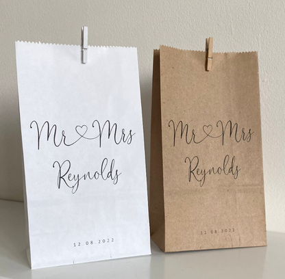 Personalised Block Bottom Sweet Bags – Mr & Mrs