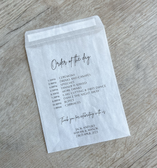 Any Design Personalised Wedding Tissue Packs | Personalised Wedding Confetti Packs | Happy Tears | Order of Service | Order of the Day