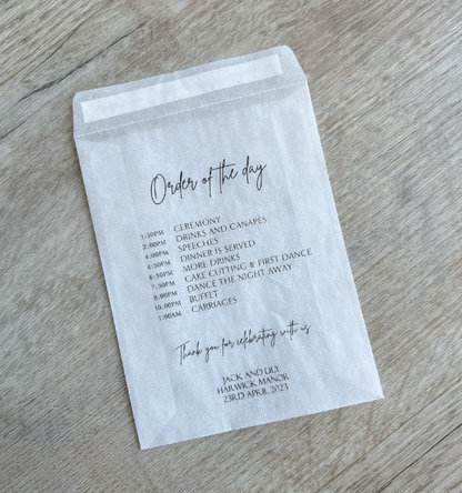 Personalised Wedding Tissue & Confetti Packs – Order of Service