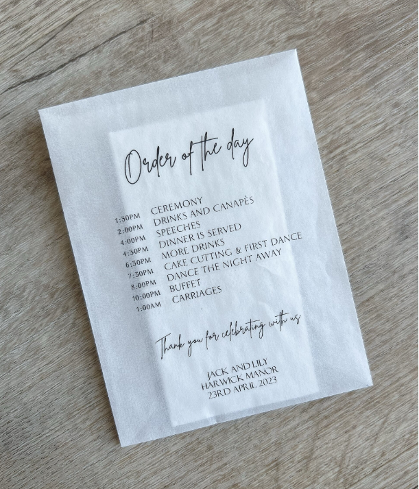 Any Design Personalised Wedding Tissue Packs | Personalised Wedding Confetti Packs | Happy Tears | Order of Service | Order of the Day