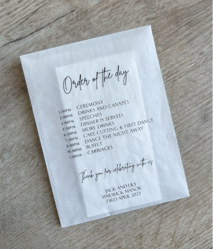 Personalised Wedding Tissue & Confetti Packs – Order of Service