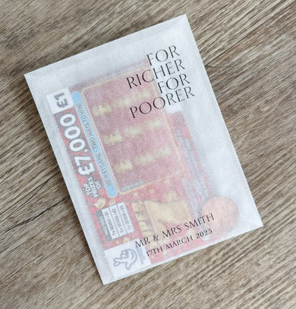 Personalised Wedding Scratch Card Favours –For Richer for Poorer