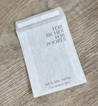 Personalised Wedding Scratch Card Favours –For Richer for Poorer