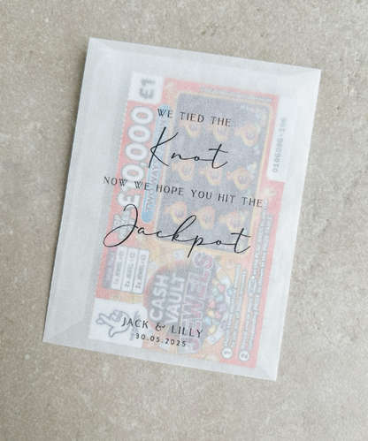 Personalised Wedding Scratch Card Favours – We tied the knot 2