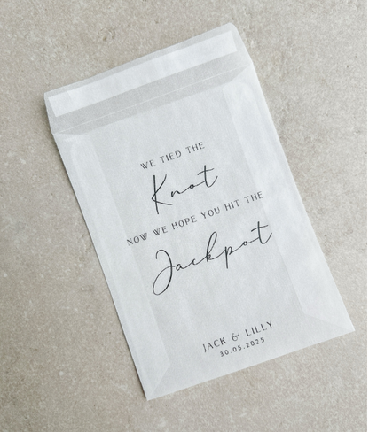 Personalised Wedding Scratch Card Favours – We tied the knot 2