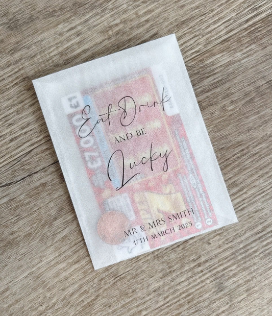 Any Design Personalised Wedding | Personalised Wedding Scratch Card Favour Packs | Happy Tears | Tissue Packets | Scratch Card Holder