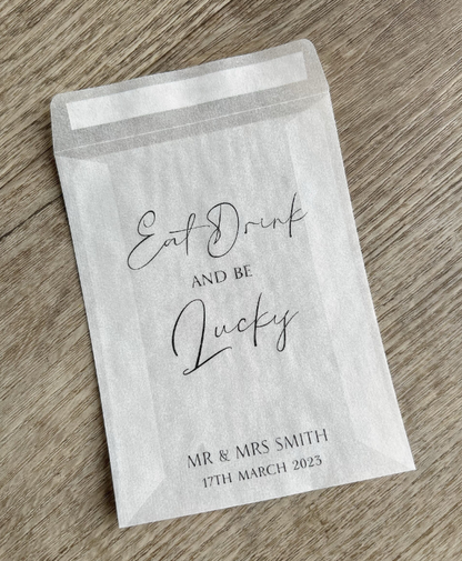 Personalised Wedding Scratch Card Favours – Eat Drink