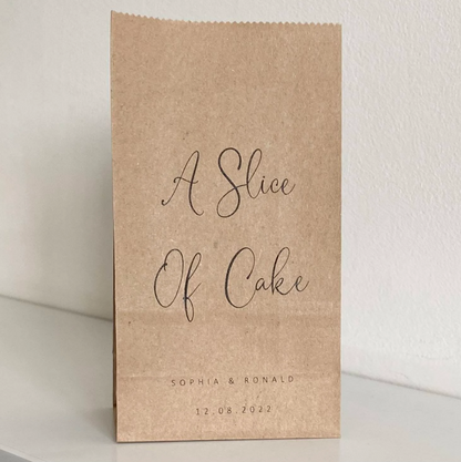 Personalised Block Bottom Sweet Bags – Slice of Cake