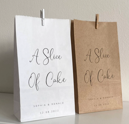 Personalised Block Bottom Sweet Bags – Slice of Cake