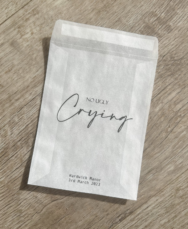 Any Design Personalised Wedding Tissue Packs | Personalised Wedding Confetti Packs | Happy Tears | Tissue Packets | No Ugly Crying