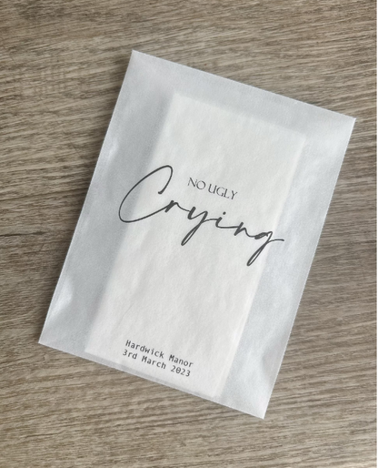 Personalised Wedding Tissue Packs – No Ugly Crying