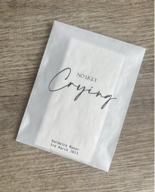 Any Design Personalised Wedding Tissue Packs | Personalised Wedding Confetti Packs | Happy Tears | Tissue Packets | No Ugly Crying